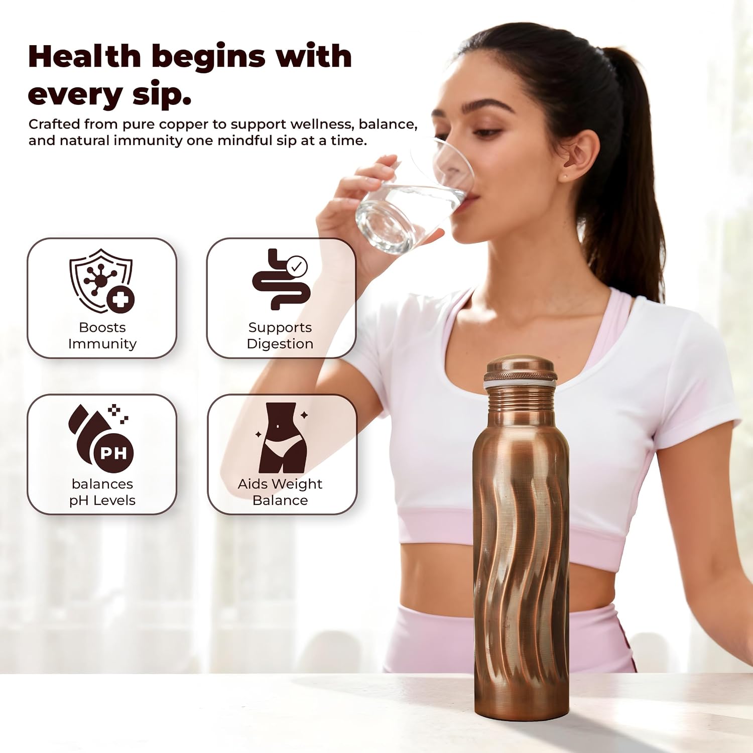 Botol Air Tembaga Antik 1000ml - Ayurvedic & Herbal Wellness Kits ulasan dan harga